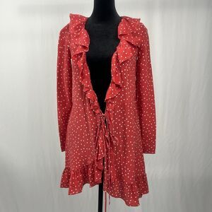 Réalisation Par Silk Red Star Ruffle Tie Dress XS